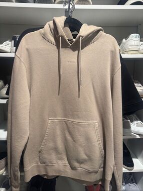 Sandro Men's Beige Pullover Hoodie with Subtle Logo